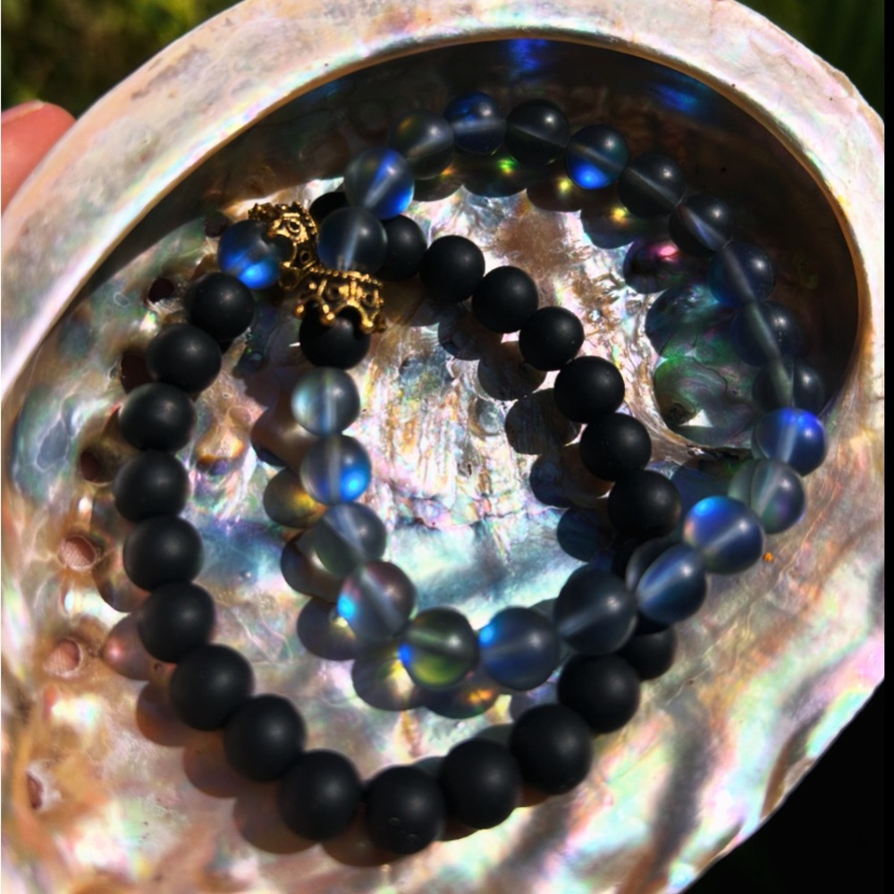 Two Boho Beaded Gemstone Bracelets